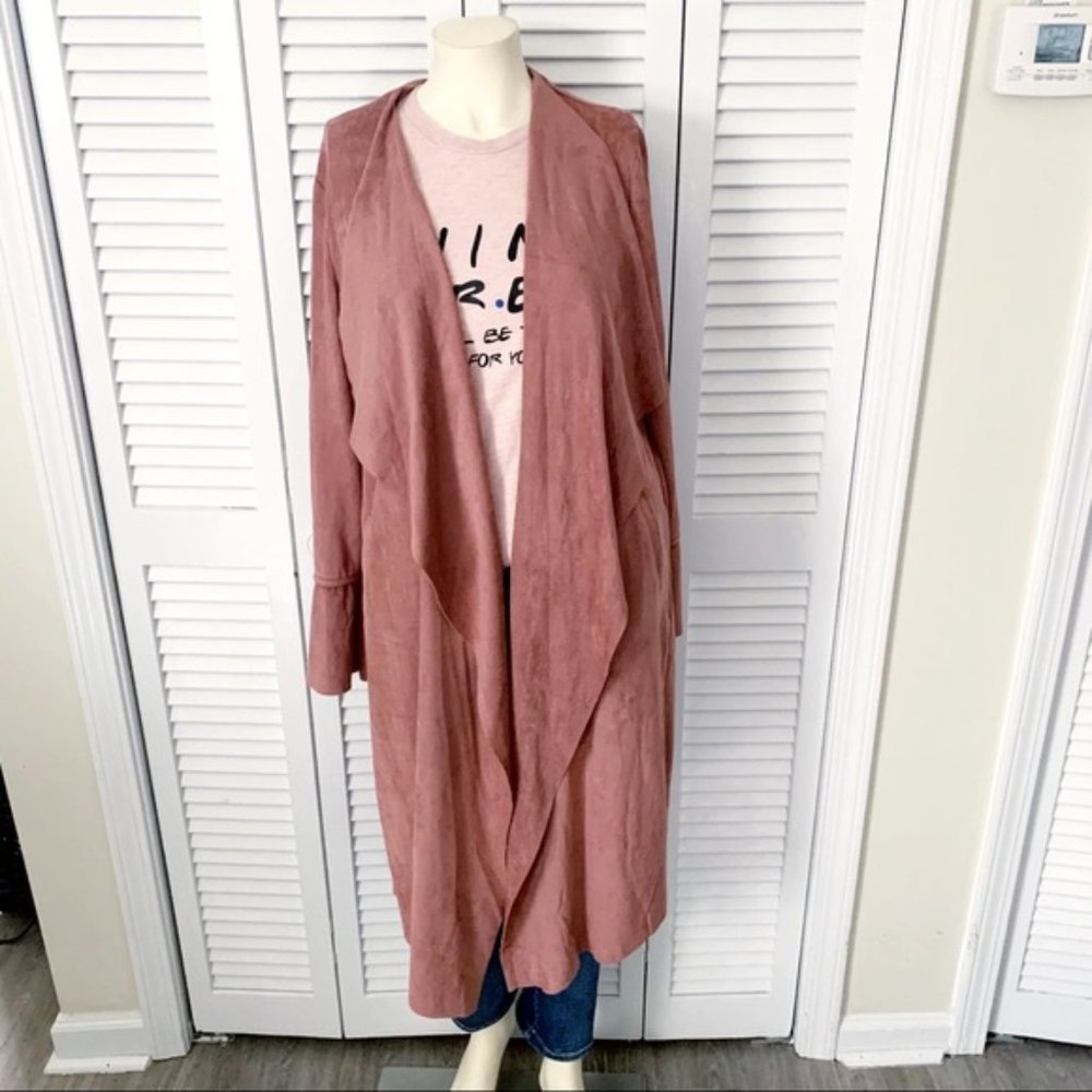 Boutique HYFVE Pink Faux Suede Trench Duster Medium